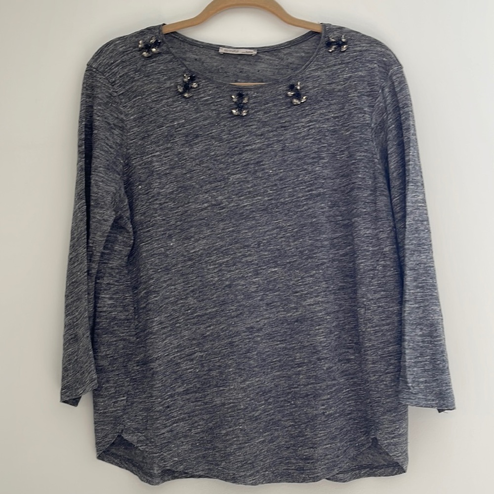 ZARA embellished crew neck shirt